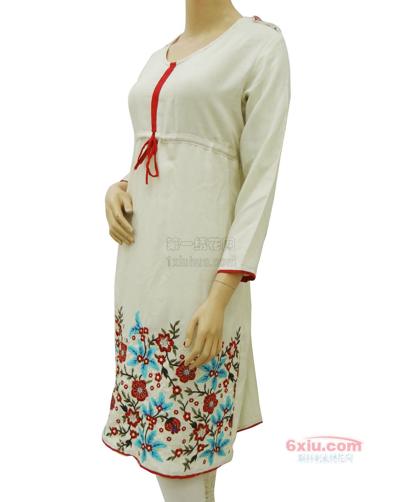 写实花朵裙摆长裙