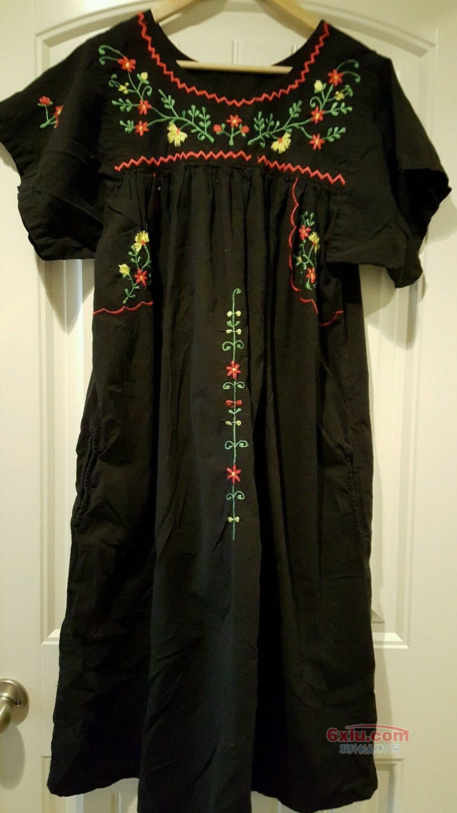 小花条前胸长袍