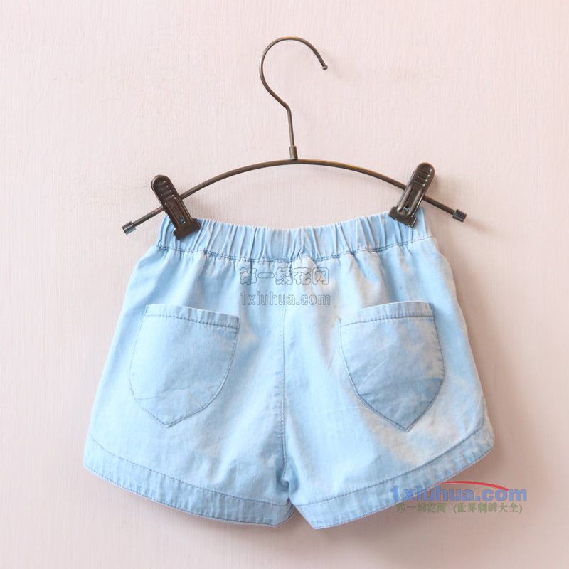 简单小花牛仔裤