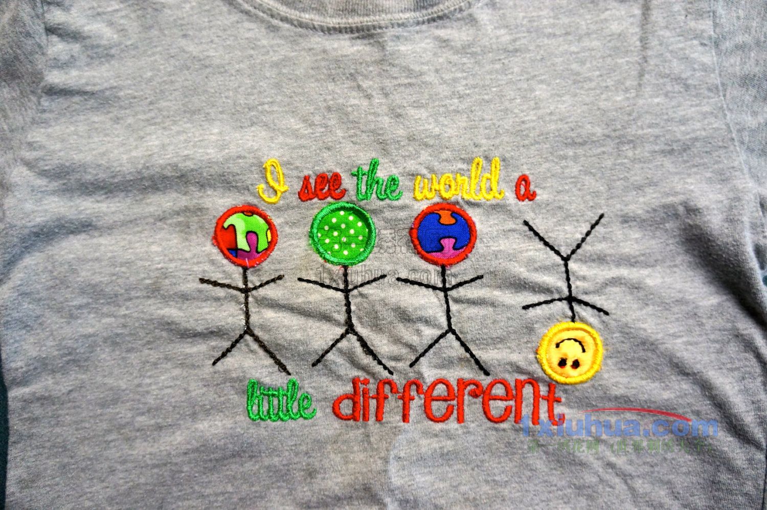 火柴人贴布绣花